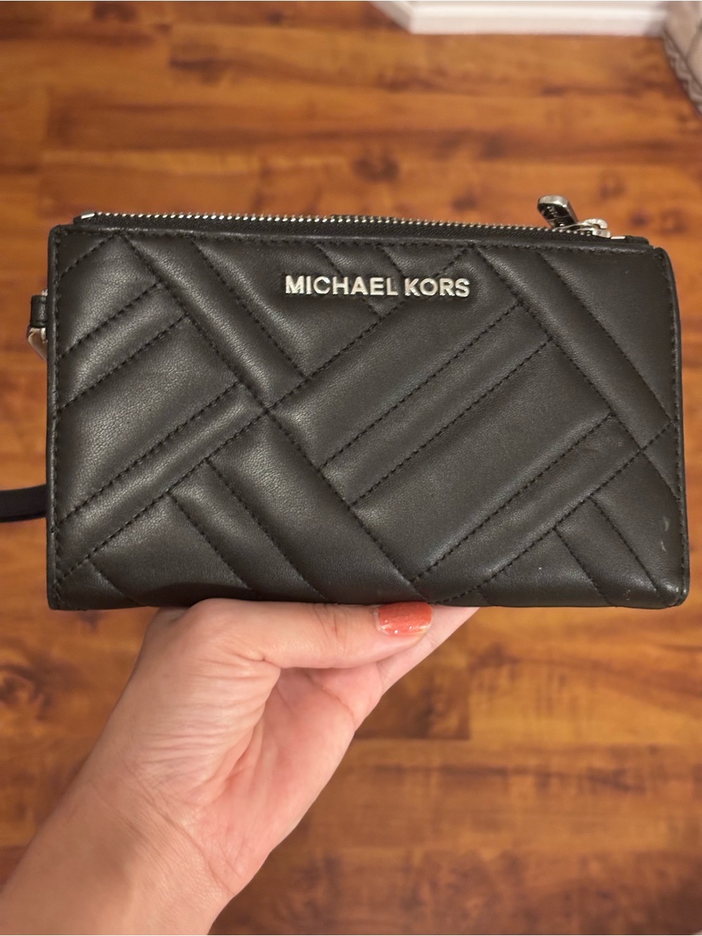 Michael Kors Black Quilted Leather Wristlet